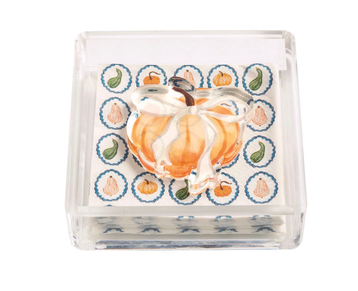 Pumpkin Pattern Topiary Napkin Caddy Set