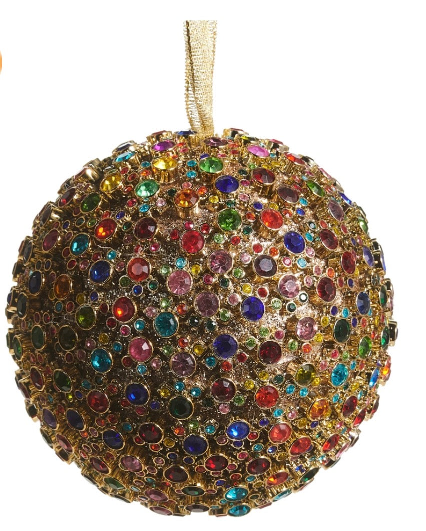 4" Multicolor Jewel Ball Ornament