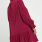 Corduroy Ruffle Trim Babydoll Dress-raspberry