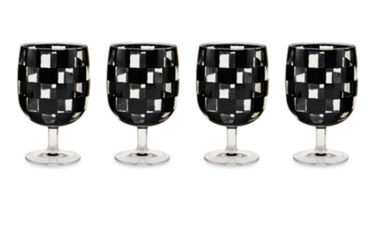 black check acrylic water goblets, set of 4