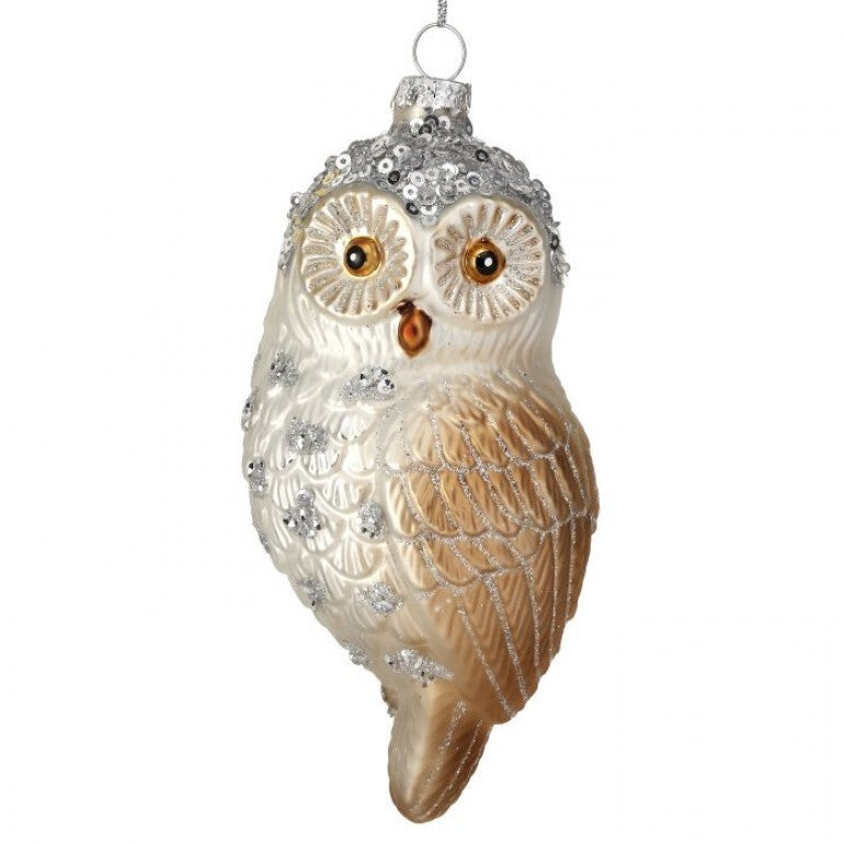 Winter chalet owl ornament