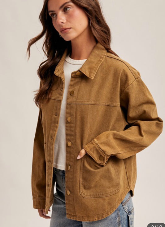 Distressed wash canvas jacket