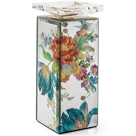 Flower market reflections, tall candleholder
