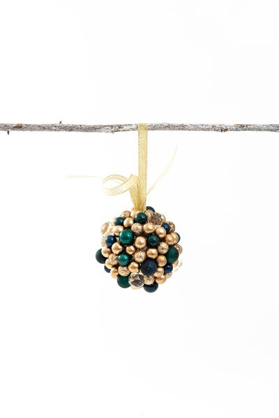 Beaded crystal ornament navy/gold