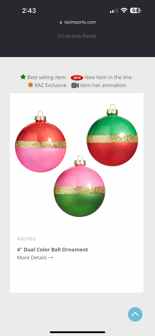 Dual color ball ornament