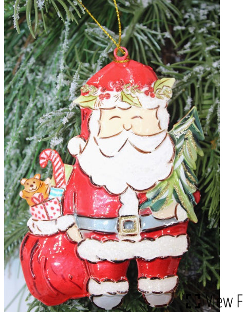 Hand painted molded metal Santa