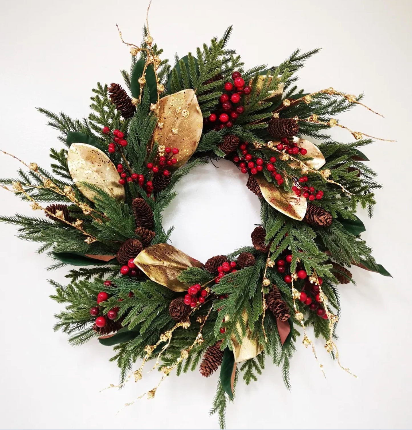 Gold magnolia wreath