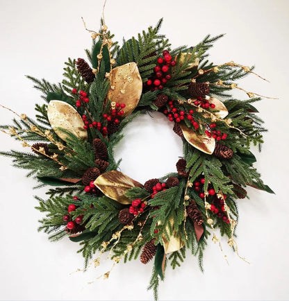 Gold magnolia wreath