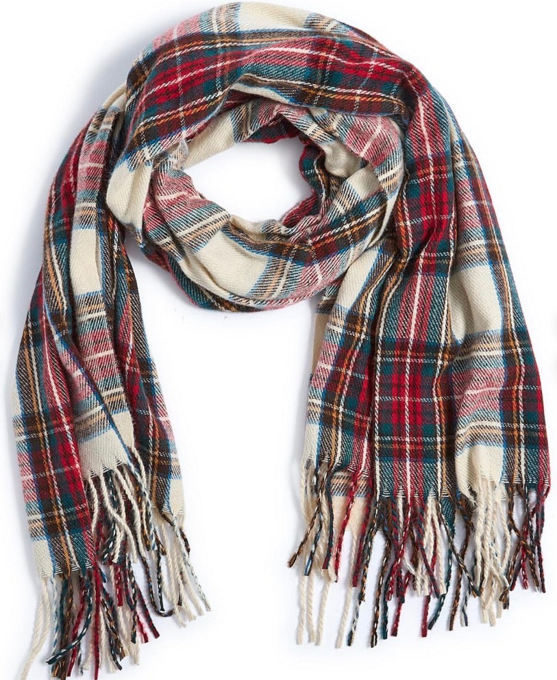 White Tartan Scarf