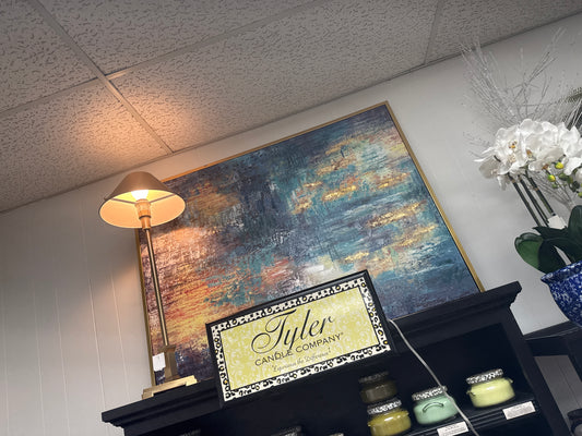 Blue and gold wall art