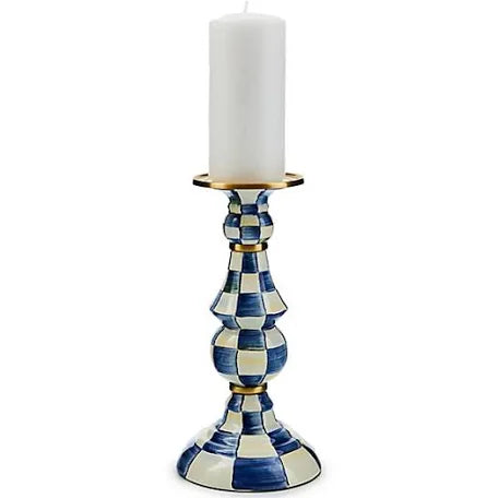 Royal check large pillar candle