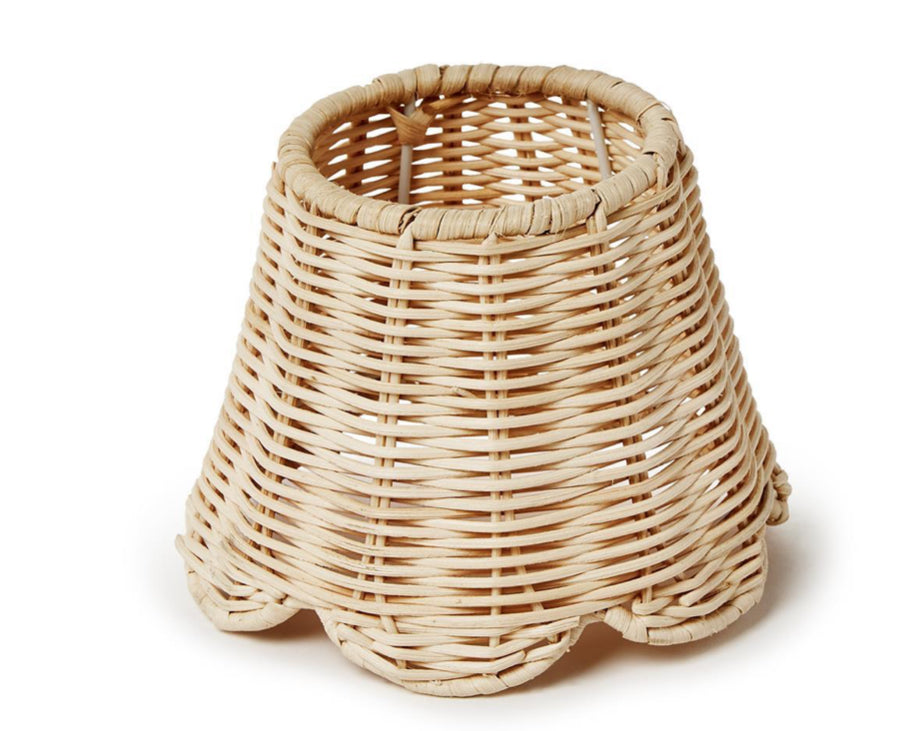Rattan Lamp Shade with Scalloped Edge