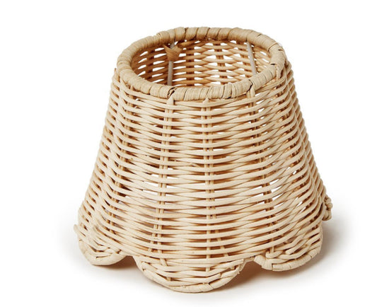 Rattan Lamp Shade with Scalloped Edge
