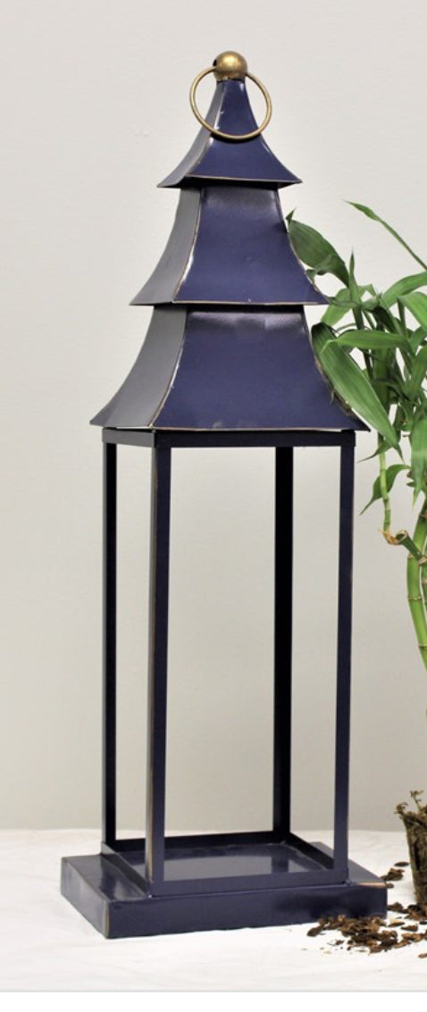 Navy metal lantern