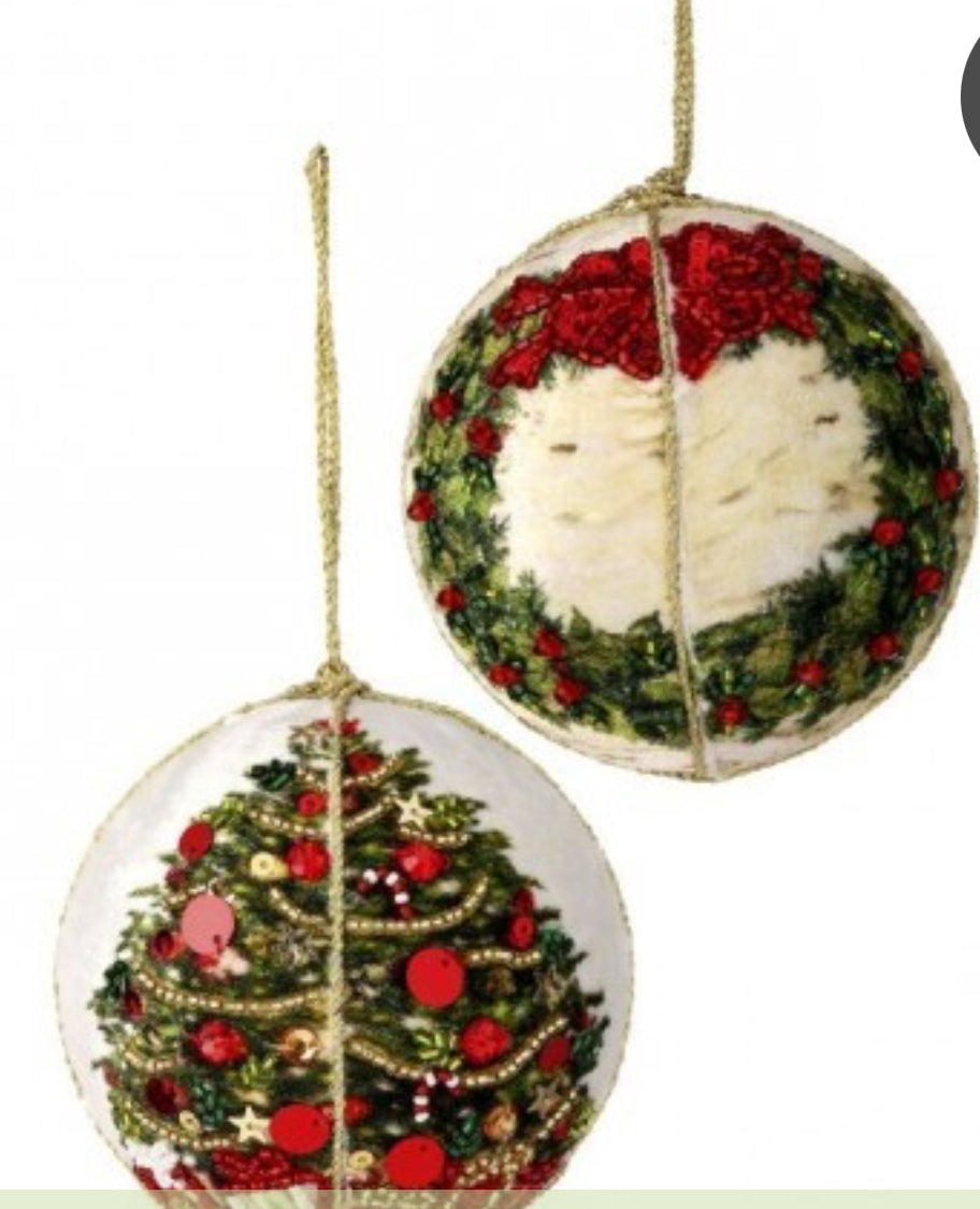 BOTANICAL W/JEWEL BALL ORNAMENT