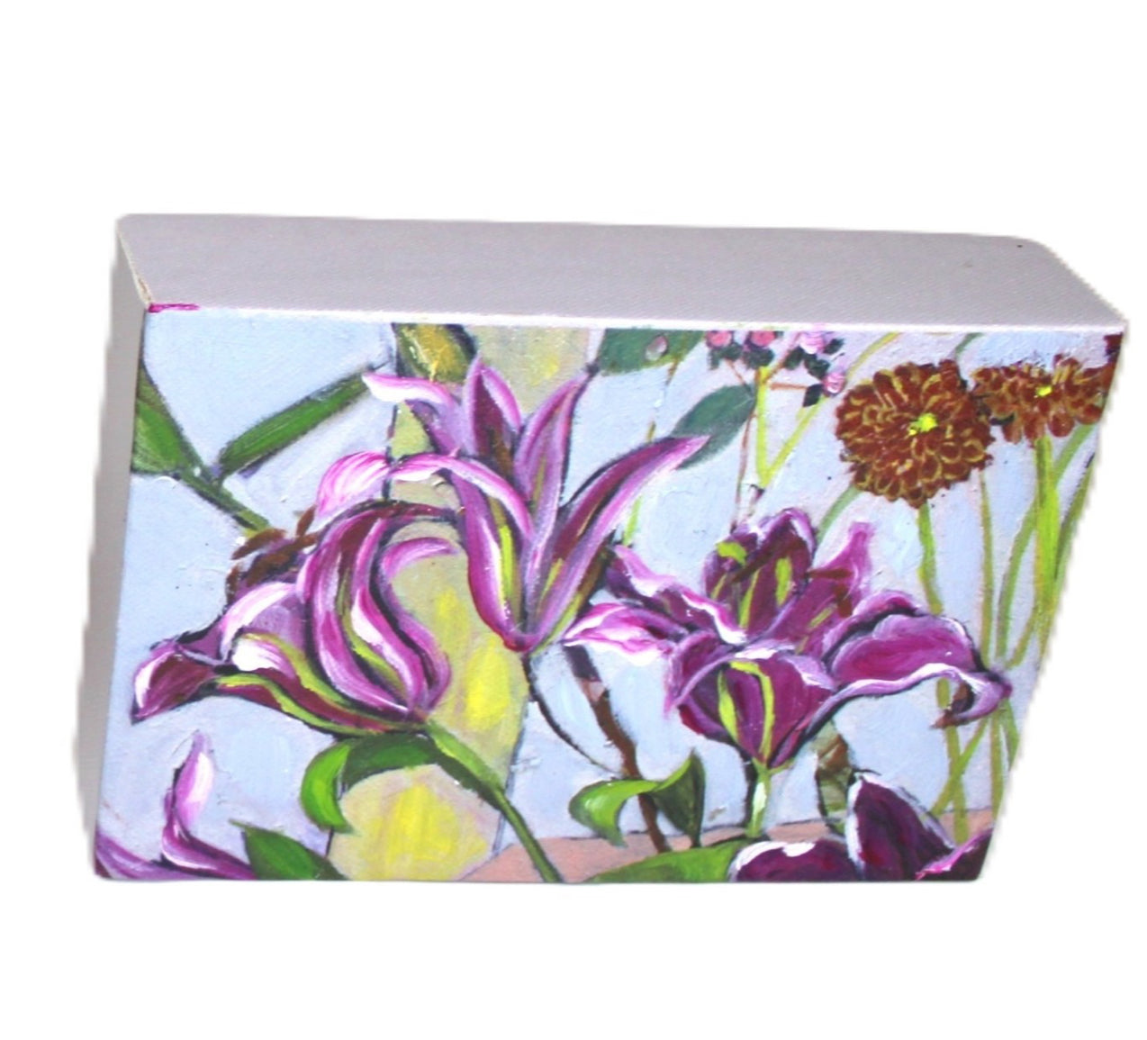 6x4x1.5" Handpainted Oriental Lilies on Canvas