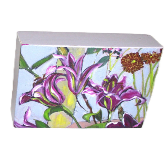 6x4x1.5" Handpainted Oriental Lilies on Canvas