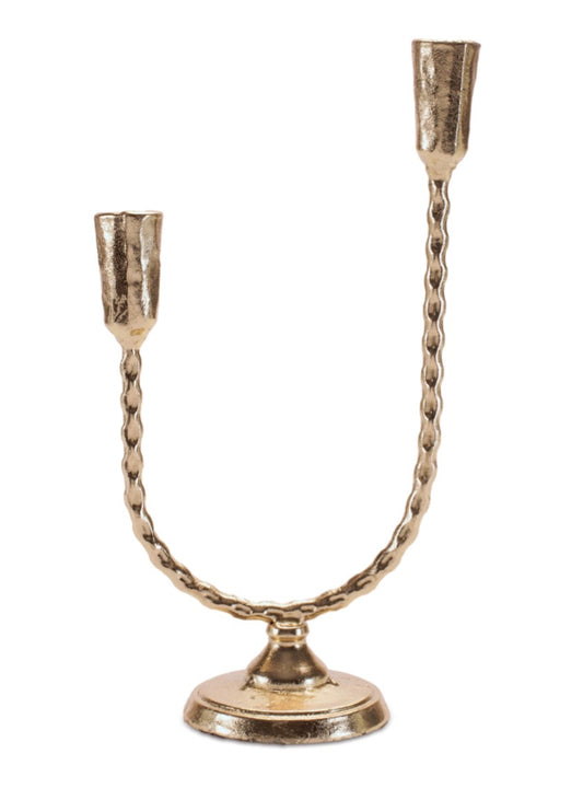 DOUBLE TAPER CANDLE HOLDER 12”H METAL