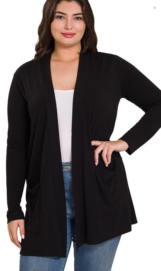 Plus Slouchy Pocket Open Cardigan