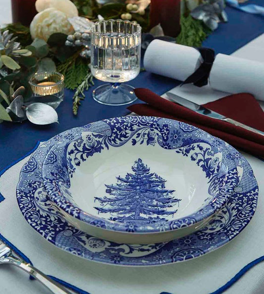 Blue Italian Christmas Tree Bowl
