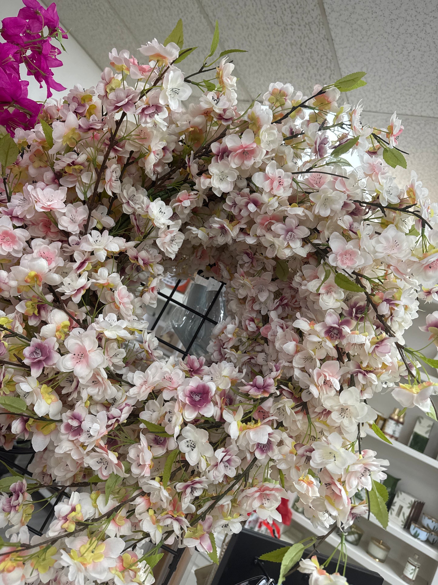 24" CHERRY BLOSSOM WREATH white or pink