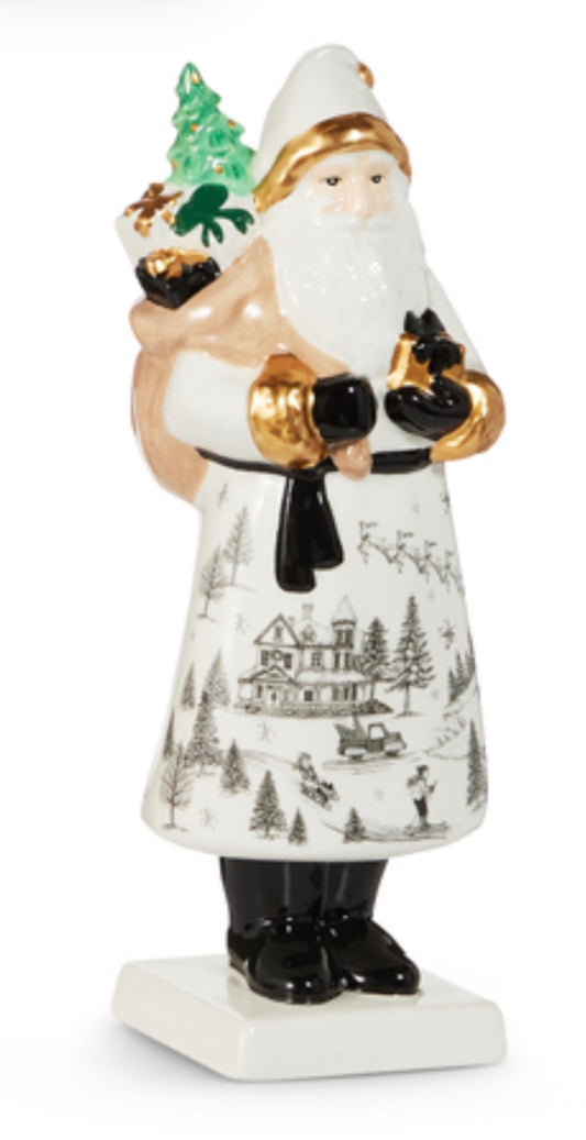 10" Black and Gold Santa with Gifts