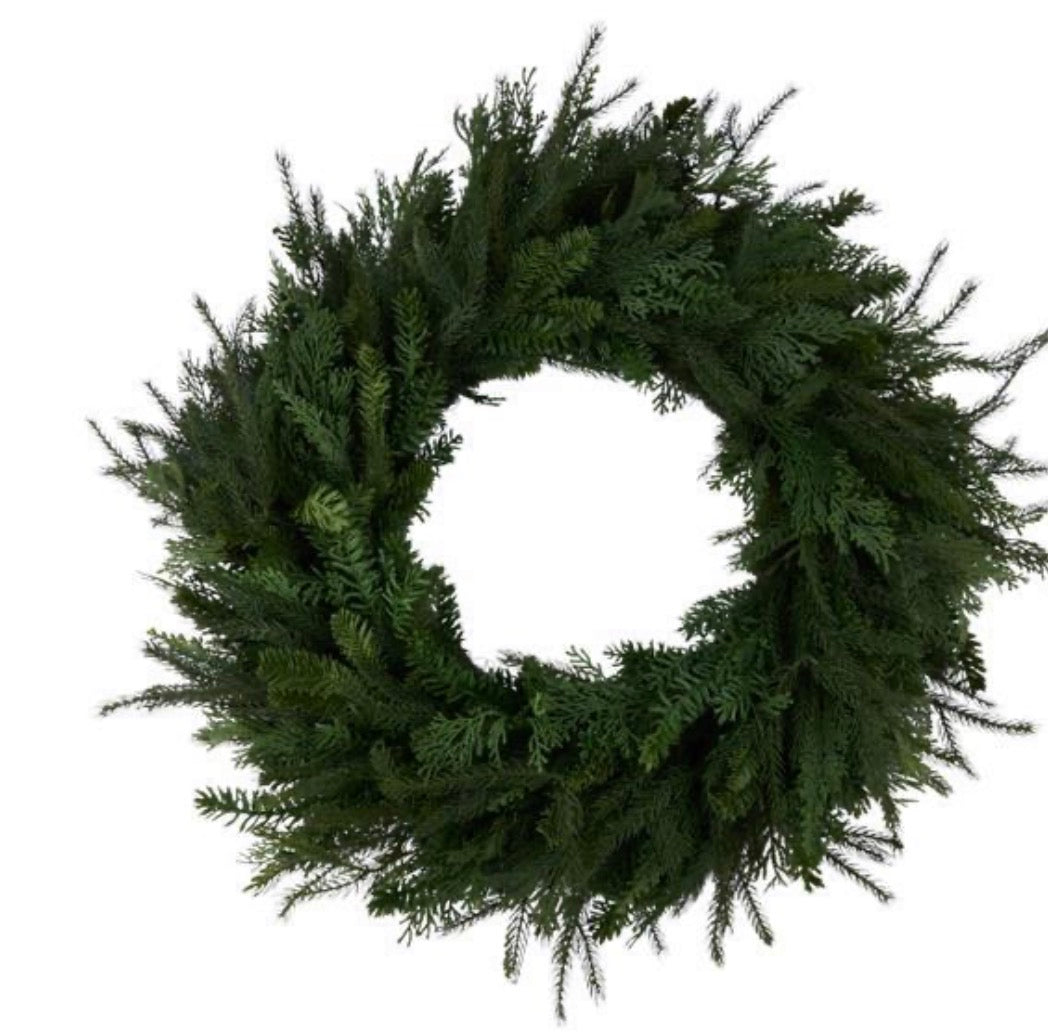 CEDAR/MIXED PINE/JUNIPER WREATH MULTI GREEN