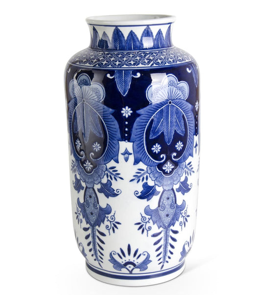 Royal blue and white tall vase