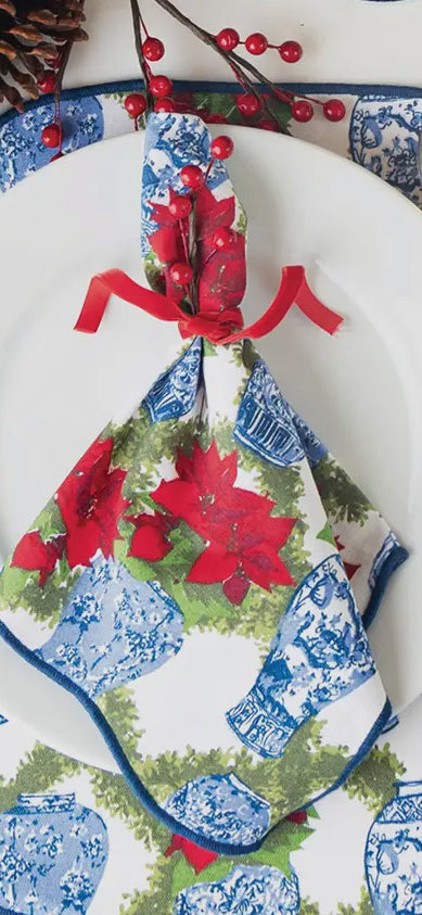 Scallop poinsettia dinner napkin