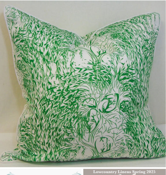 Weeping Willow Green Pillow Cover with Welt