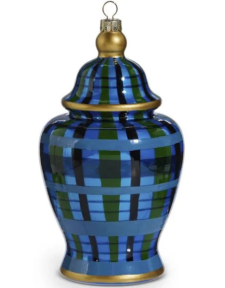 6” black watch plaid ginger jar ornament