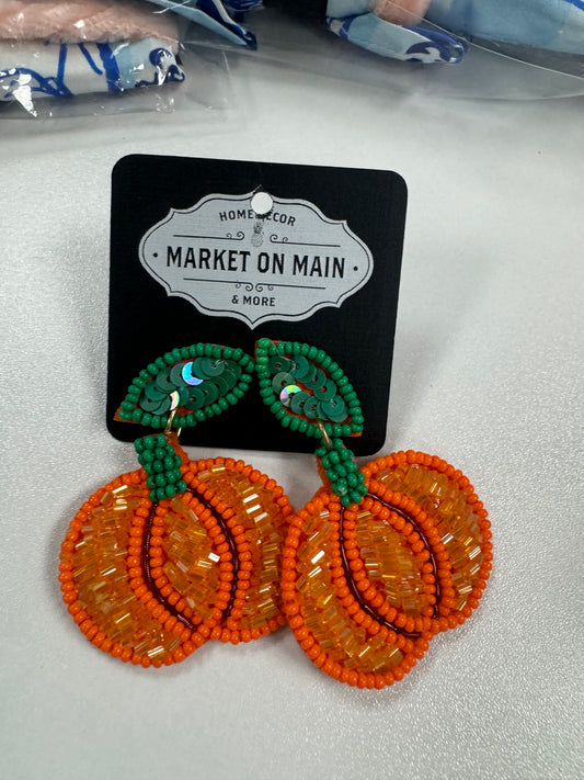 Beaded pumpkin earrings