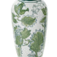 Primrose and Lotus Hand-Painted Green and White Chinoiserie Vases
