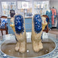 STAFFORDSHIRE FLOWER BASKET DOGS-BLUE -PAIR