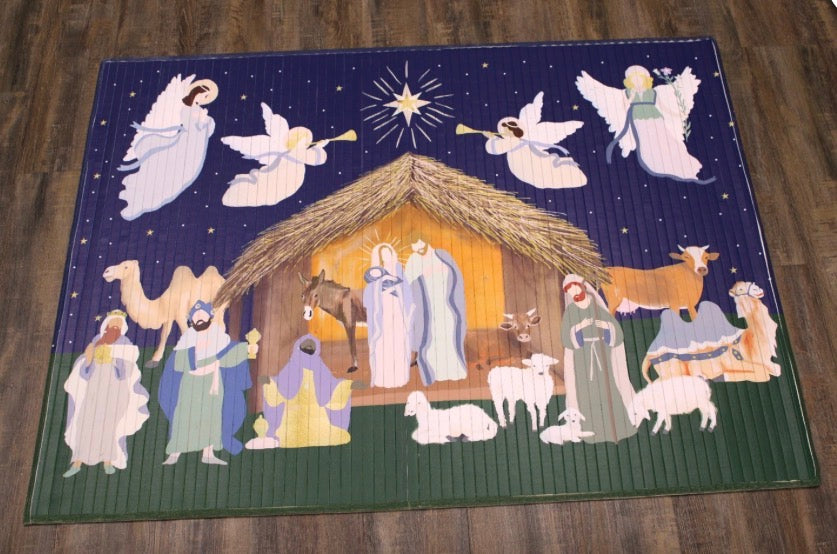 47x35" Holiest Night Nativity Bamboo Mat