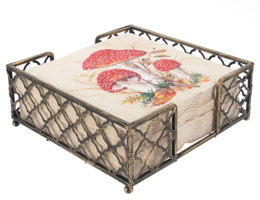Paper Lunch Napkin Caddy Trellis Antique Brass