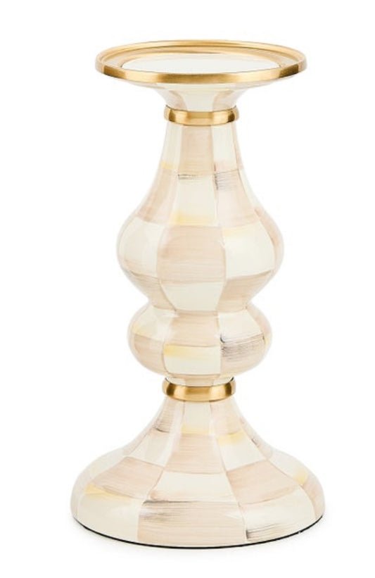 Mocha Check Medium Pillar Candlestick