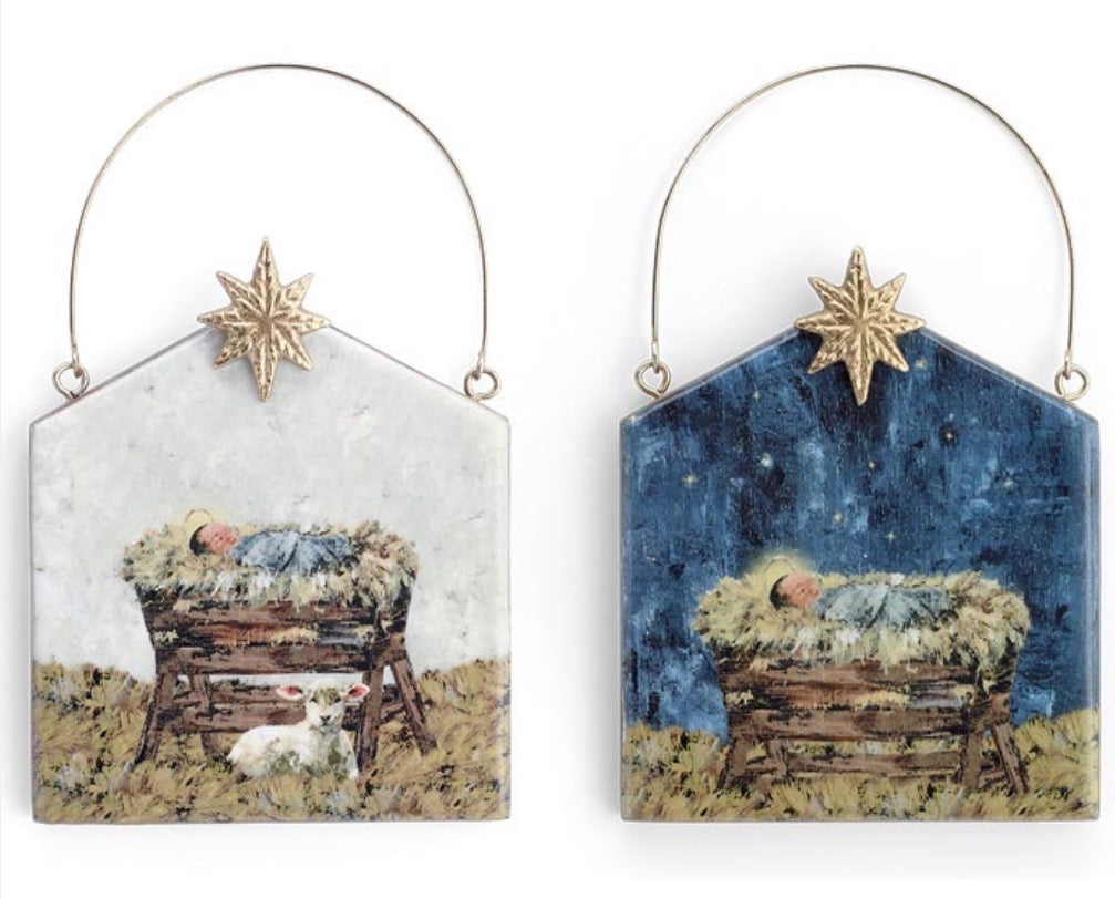 MANGO WOOD BABY JESUS ORNAMENT