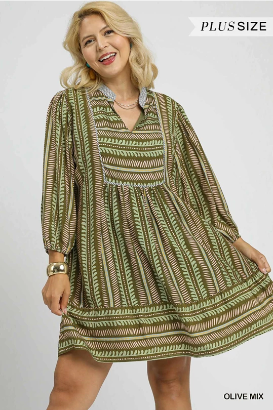 Aztec print baby doll dress