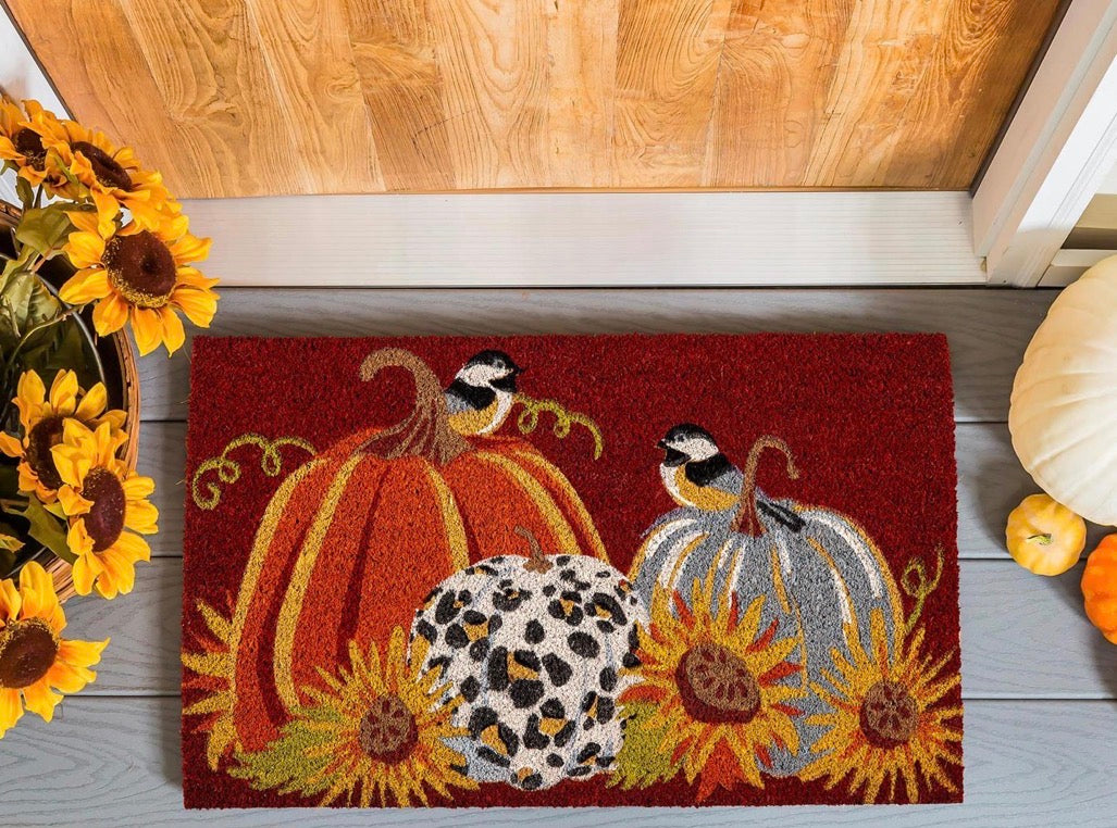 Animal Print Pumpkin Coir Mat