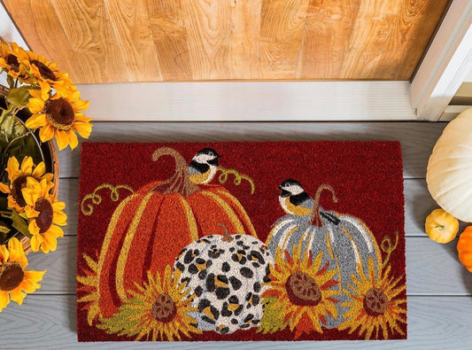 Animal Print Pumpkin Coir Mat