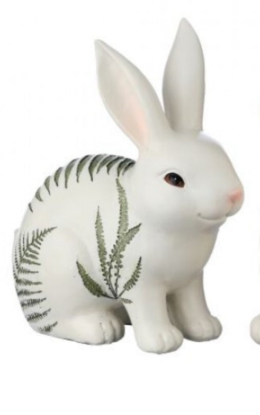 6-7” resin wild fern leaf bunny