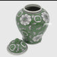 Green and white ceramic chinoiserie ginger jar