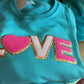 Valentine’s Day patch sweatshirts