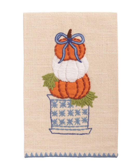 Stacked Pumpkin Appliqué Topiary Towel