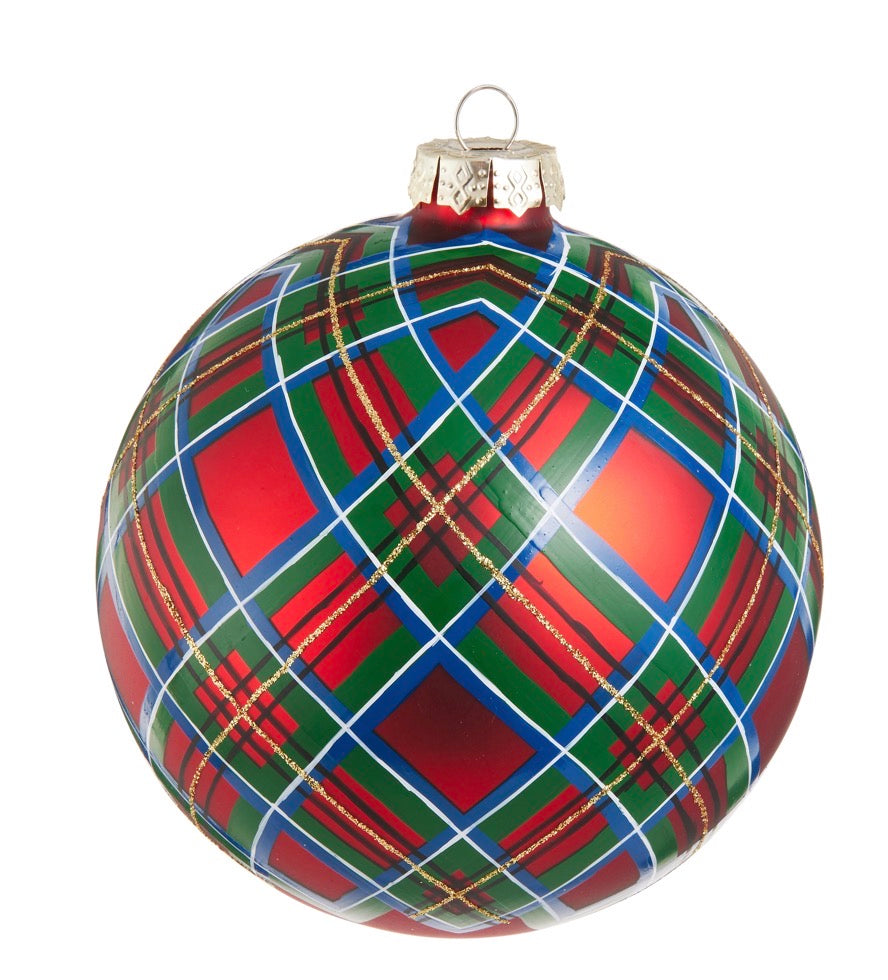 5" Plaid Ball Ornament