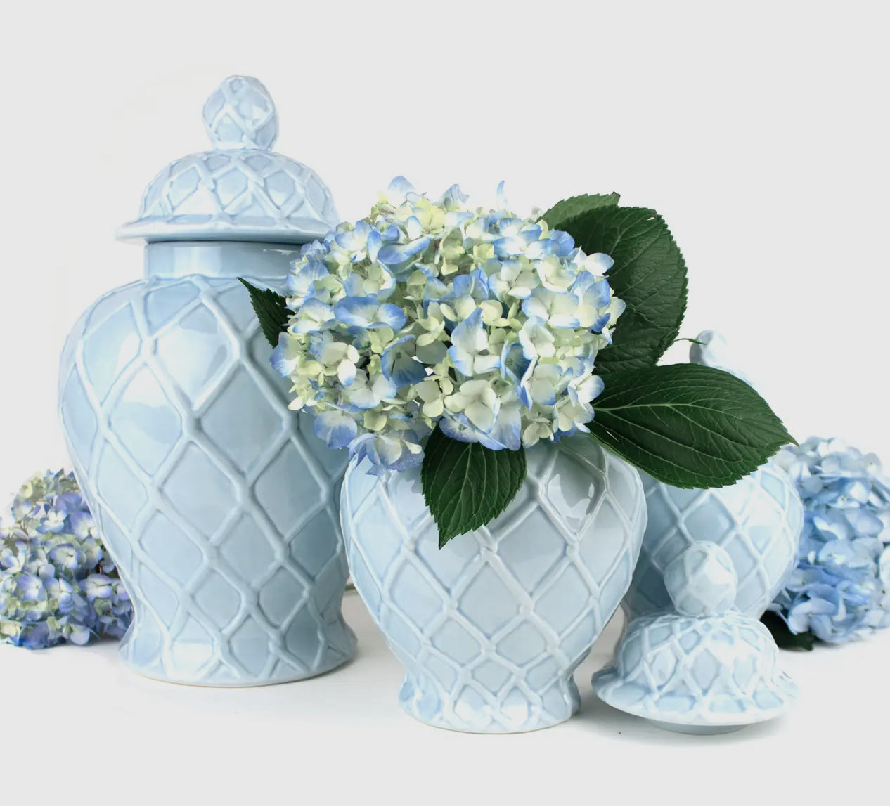 Textured Ginger Jar Light Blue