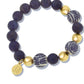 Lapis&blue&white handpainted porcelain stretch bracelet
