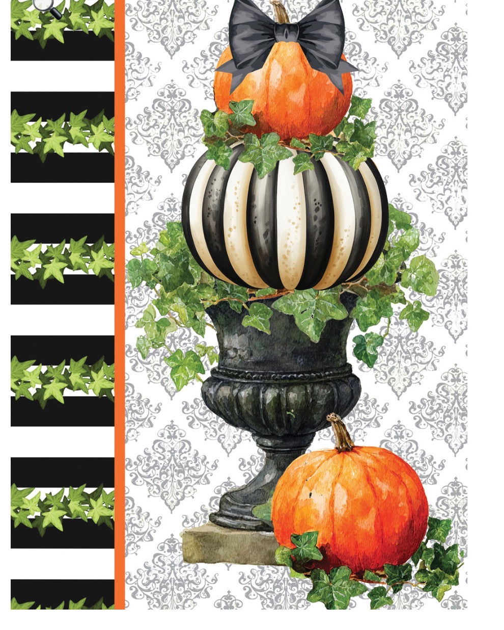 Wind Current B&W Pumpkin Urn