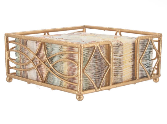 Wave Cocktail Napkin
Caddy in Gold Leaf